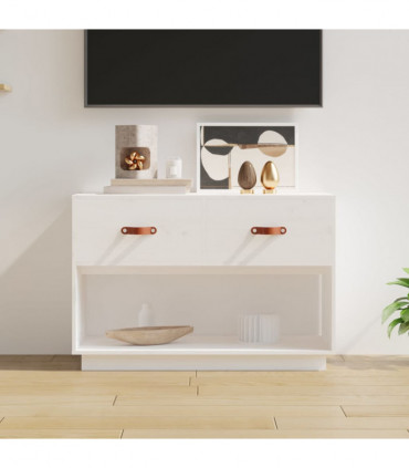 TV Cabinet White 90x40x60 cm Solid Wood Pine