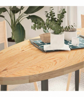 vidaXL Table Top 140x60x4 cm Solid Wood Oak Oval