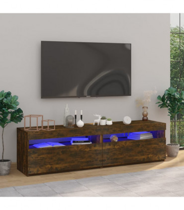 TV Cabinet with LED Lights 2 pcs Smoked Oak 75x35x40 cm