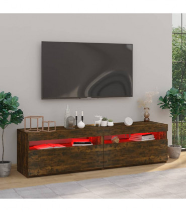 TV Cabinet with LED Lights 2 pcs Smoked Oak 75x35x40 cm