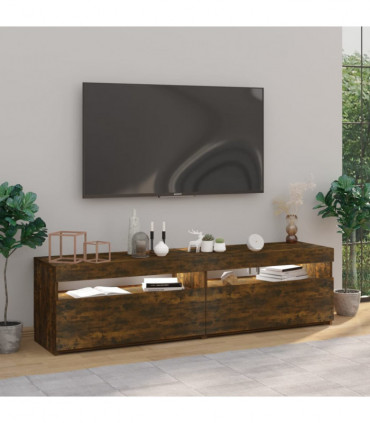 TV Cabinet with LED Lights 2 pcs Smoked Oak 75x35x40 cm