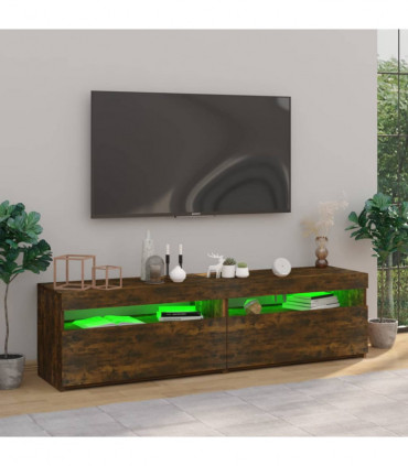 TV Cabinet with LED Lights 2 pcs Smoked Oak 75x35x40 cm
