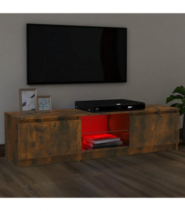 TV Cabinet with LED Lights Smoked Oak 120x30x35.5 cm