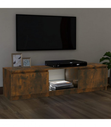 TV Cabinet with LED Lights Smoked Oak 120x30x35.5 cm
