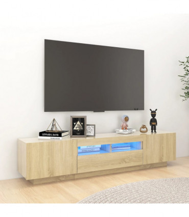 TV Cabinet with LED Lights Sonoma Oak 180x35x40 cm