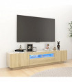 TV Cabinet with LED Lights Sonoma Oak 180x35x40 cm