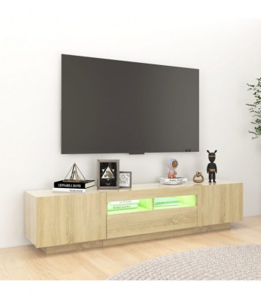 TV Cabinet with LED Lights Sonoma Oak 180x35x40 cm