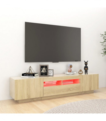 TV Cabinet with LED Lights Sonoma Oak 180x35x40 cm