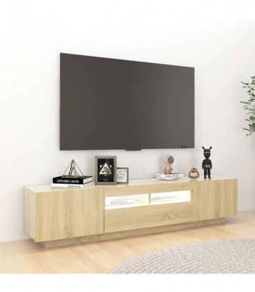 TV Cabinet with LED Lights Sonoma Oak 180x35x40 cm