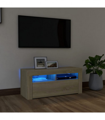 TV Cabinet with LED Lights Sonoma Oak 90x35x40 cm