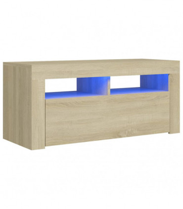 TV Cabinet with LED Lights Sonoma Oak 90x35x40 cm