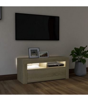 TV Cabinet with LED Lights Sonoma Oak 90x35x40 cm