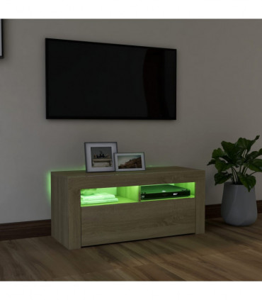 TV Cabinet with LED Lights Sonoma Oak 90x35x40 cm