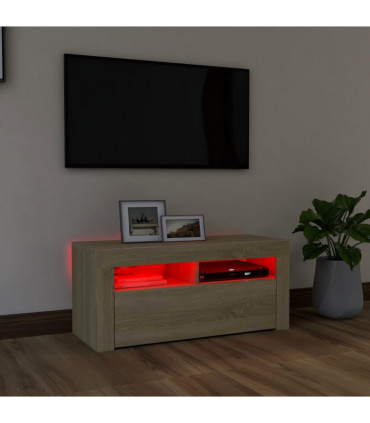 TV Cabinet with LED Lights Sonoma Oak 90x35x40 cm