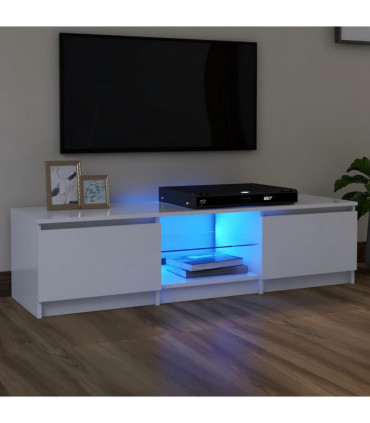 TV Cabinet with LED Lights White 140x40x35.5 cm
