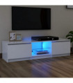 TV Cabinet with LED Lights White 140x40x35.5 cm