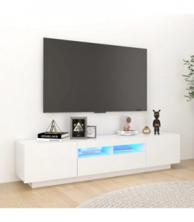 TV Cabinet with LED Lights White 180x35x40 cm