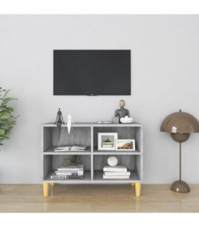TV Cabinet with Solid Wood Legs Grey Sonoma 69.5x30x50 cm