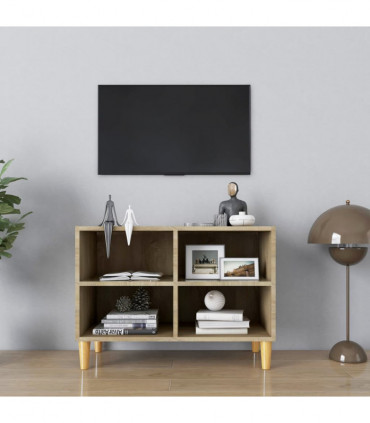 TV Cabinet with Solid Wood Legs Sonoma Oak 69.5x30x50 cm