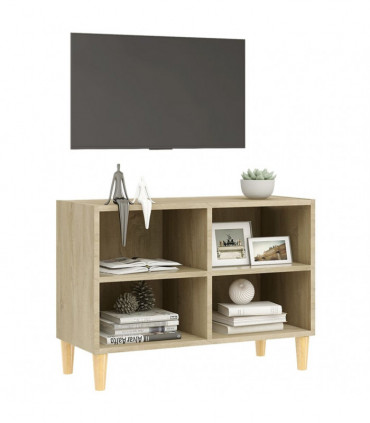 TV Cabinet with Solid Wood Legs Sonoma Oak 69.5x30x50 cm