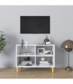TV Cabinet with Solid Wood Legs White 69.5x30x50 cm