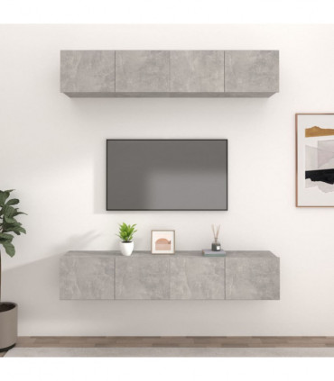 TV Cabinets 4 pcs Concrete Grey 80x30x30 cm Engineered Wood