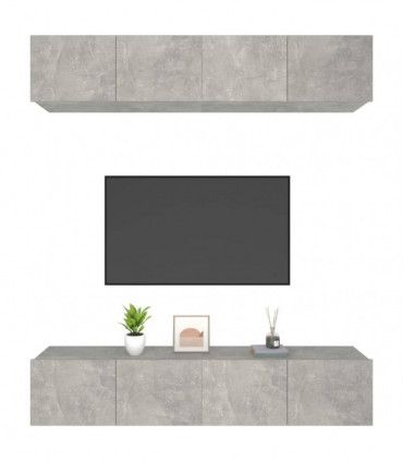 TV Cabinets 4 pcs Concrete Grey 80x30x30 cm Engineered Wood