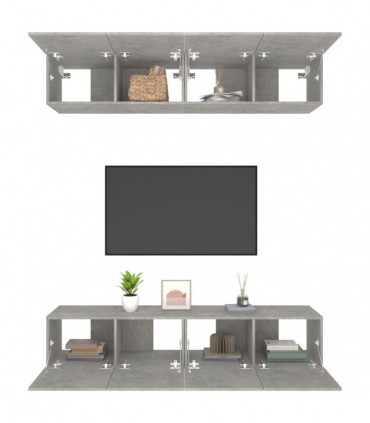 TV Cabinets 4 pcs Concrete Grey 80x30x30 cm Engineered Wood
