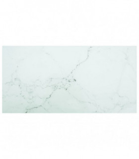 Table Top White 100x50 cm 6mm Tempered Glass with Marble Design