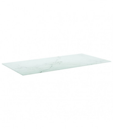 Table Top White 100x50 cm 6mm Tempered Glass with Marble Design