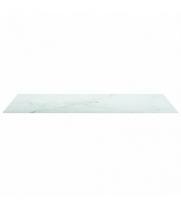 Table Top White 100x50 cm 6mm Tempered Glass with Marble Design