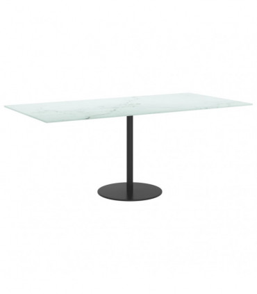 Table Top White 100x50 cm 6mm Tempered Glass with Marble Design