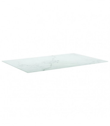 Table Top White 100x62 cm 8mm Tempered Glass with Marble Design