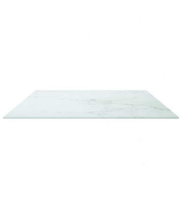 Table Top White 100x62 cm 8mm Tempered Glass with Marble Design