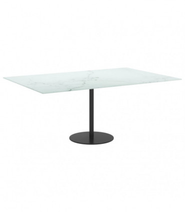 Table Top White 100x62 cm 8mm Tempered Glass with Marble Design