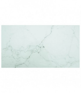 Table Top White 120x65 cm 8mm Tempered Glass with Marble Design