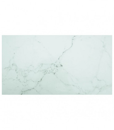 Table Top White 120x65 cm 8mm Tempered Glass with Marble Design