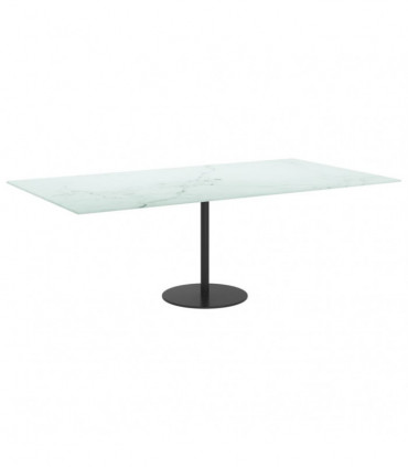 Table Top White 120x65 cm 8mm Tempered Glass with Marble Design