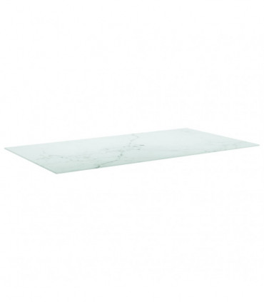 Table Top White 120x65 cm 8mm Tempered Glass with Marble Design