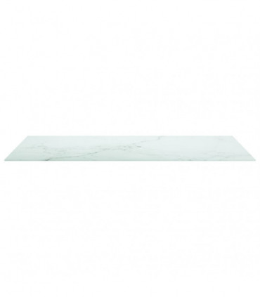 Table Top White 120x65 cm 8mm Tempered Glass with Marble Design