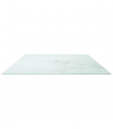 Table Top White 120x65 cm 8mm Tempered Glass with Marble Design