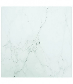 Table Top White 30x30 cm 6 mm Tempered Glass with Marble Design