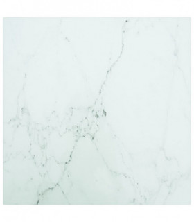Table Top White 40x40 cm 6 mm Tempered Glass with Marble Design