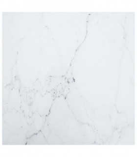 Table Top White 70x70 cm 6 mm Tempered Glass with Marble Design