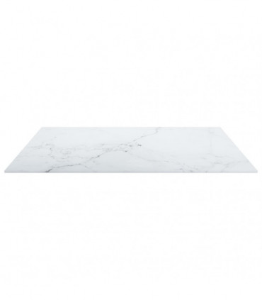 Table Top White 70x70 cm 6 mm Tempered Glass with Marble Design