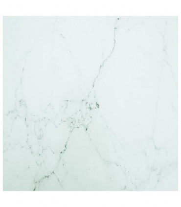 Table Top White 80x80 cm 6 mm Tempered Glass with Marble Design