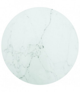 Table Top White ?60x0.8 cm Tempered Glass with Marble Design