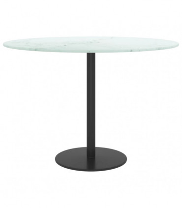 Table Top White ?60x0.8 cm Tempered Glass with Marble Design