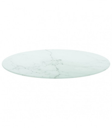 Table Top White ?60x0.8 cm Tempered Glass with Marble Design
