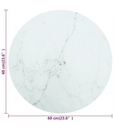 Table Top White ?60x0.8 cm Tempered Glass with Marble Design